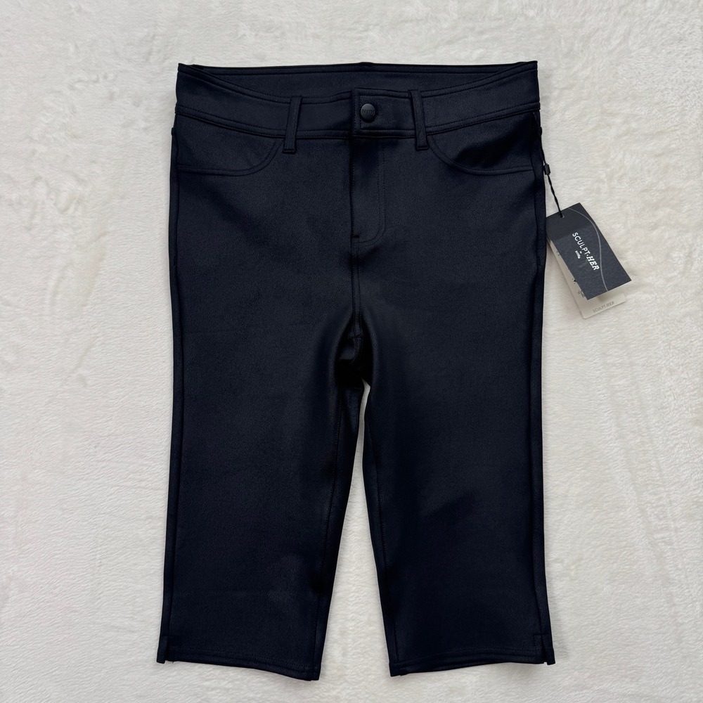NYDJ Shorts Womens 4 Black Sculpt-Her Lift Tuck Knee Length High Rise Slim Fit‎
